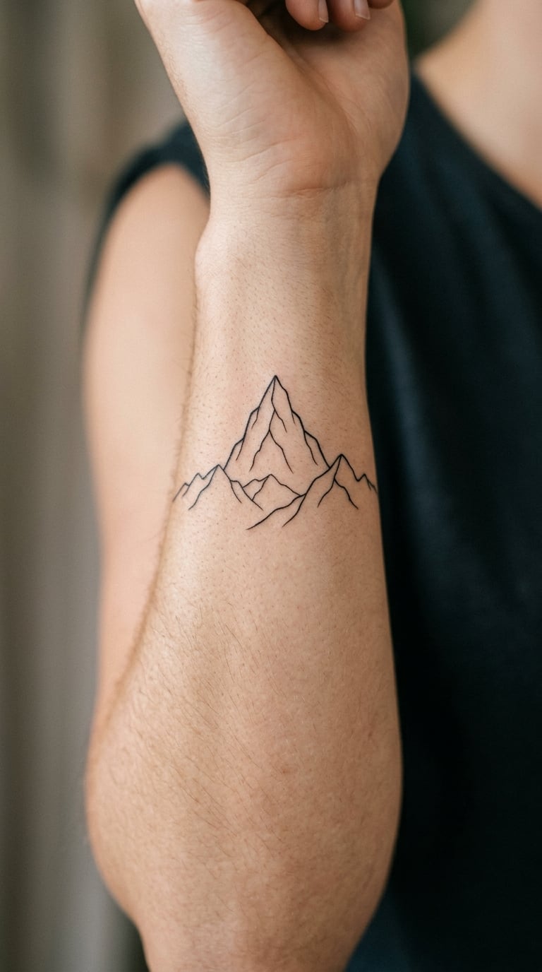 Fine-Line Mountain Range on the Inner Forearm