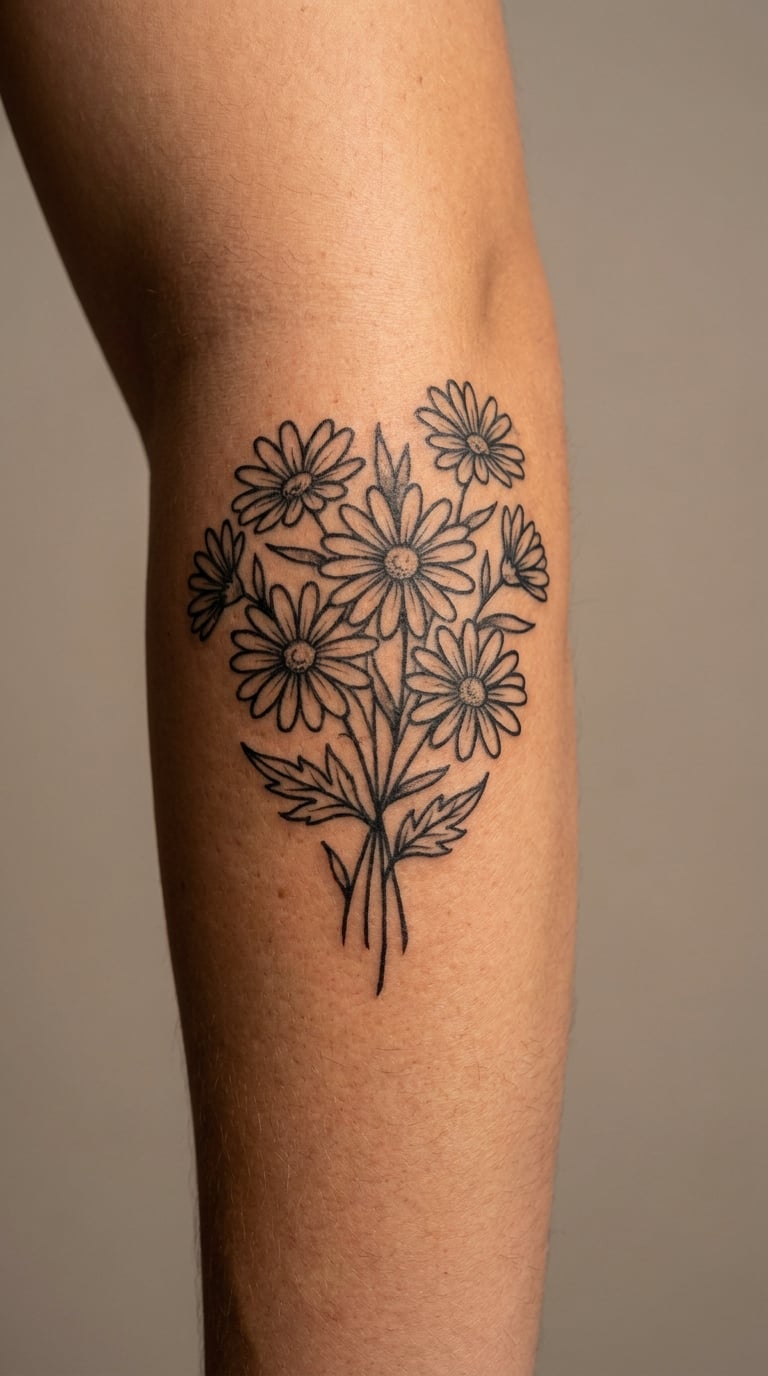 Retro Flower Bouquet in Sixties Linework