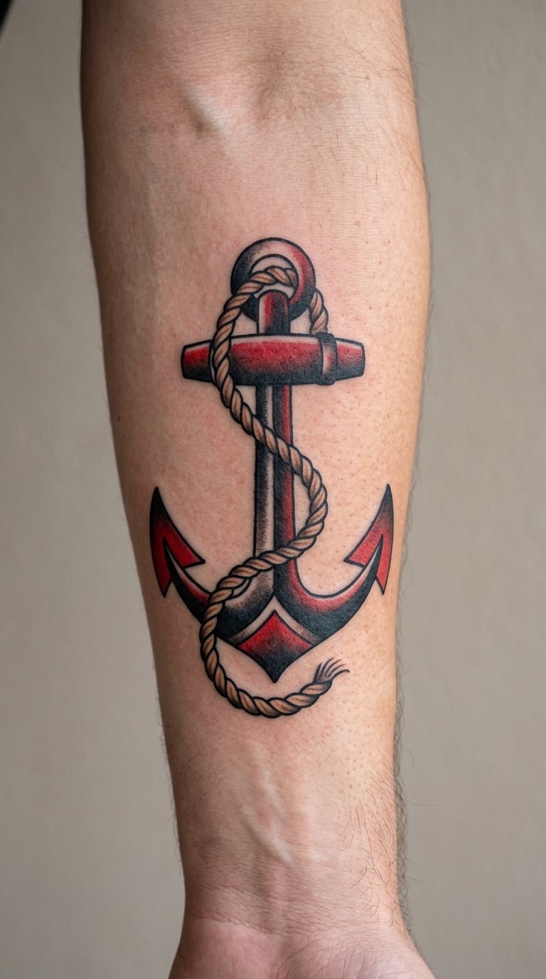 Traditional Anchor with Loose Rope