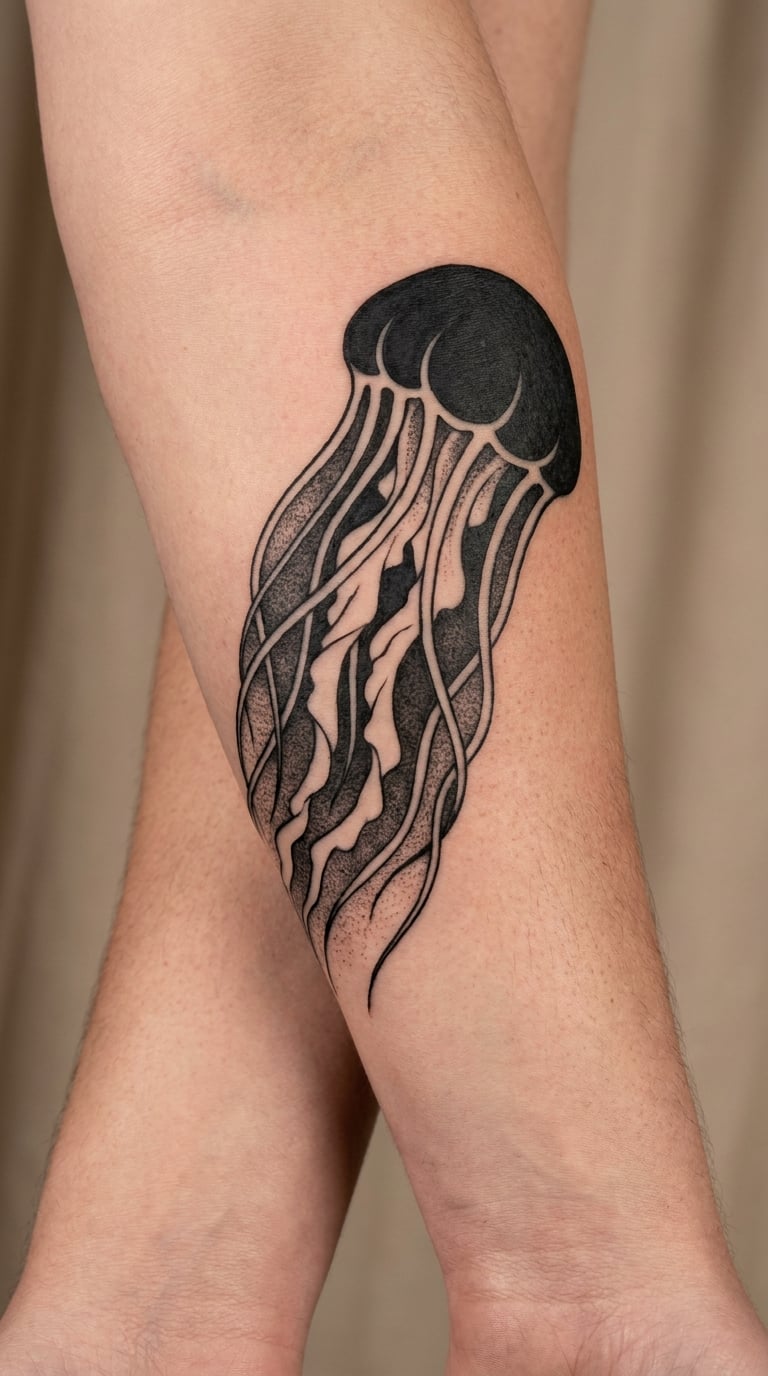 Jellyfish in Solid Blackwork