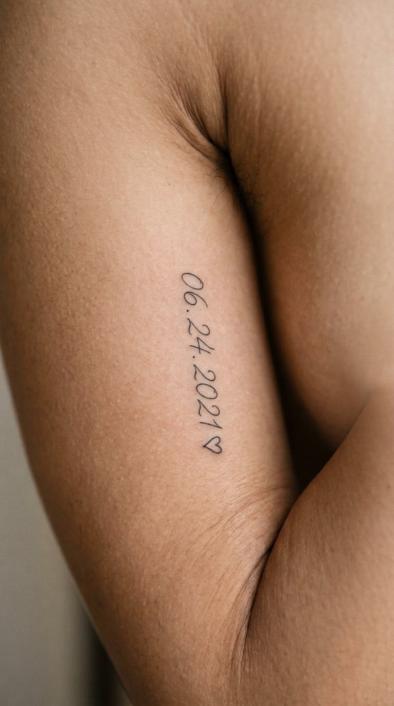 A Date in Thin Script Near the Armpit