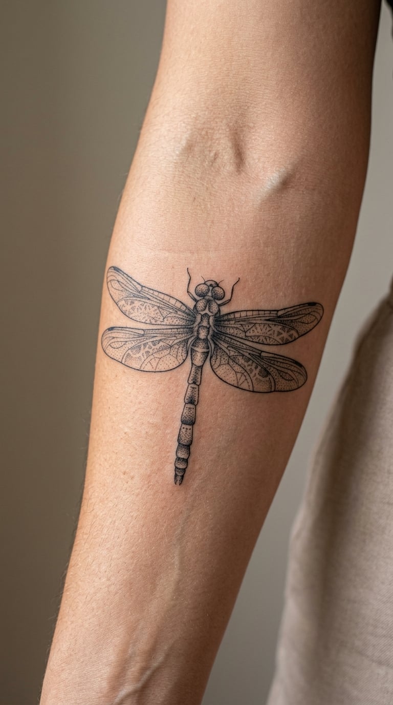 Dragonfly Built From Dotwork