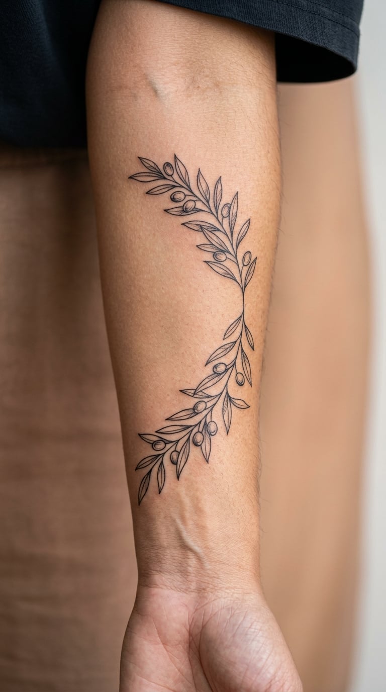 Olive Branch Vine Along the Inner Forearm