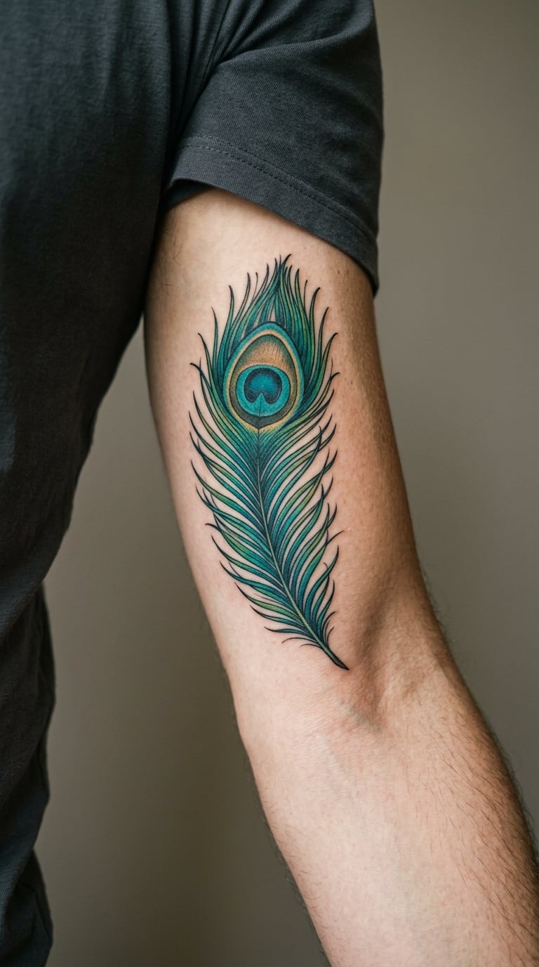 Peacock Feather in Colour