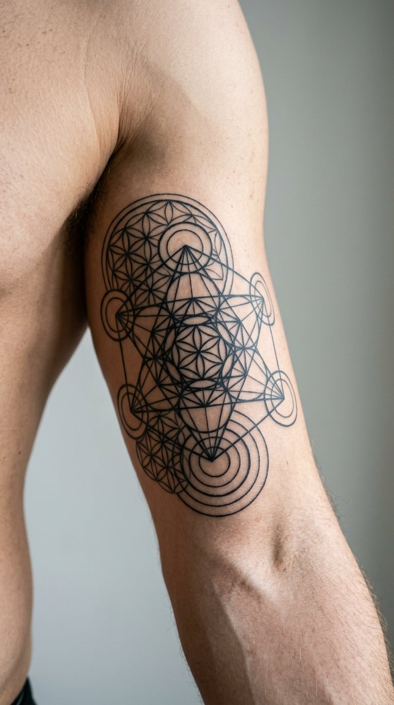 Sacred Geometry Lattice in Solid Black