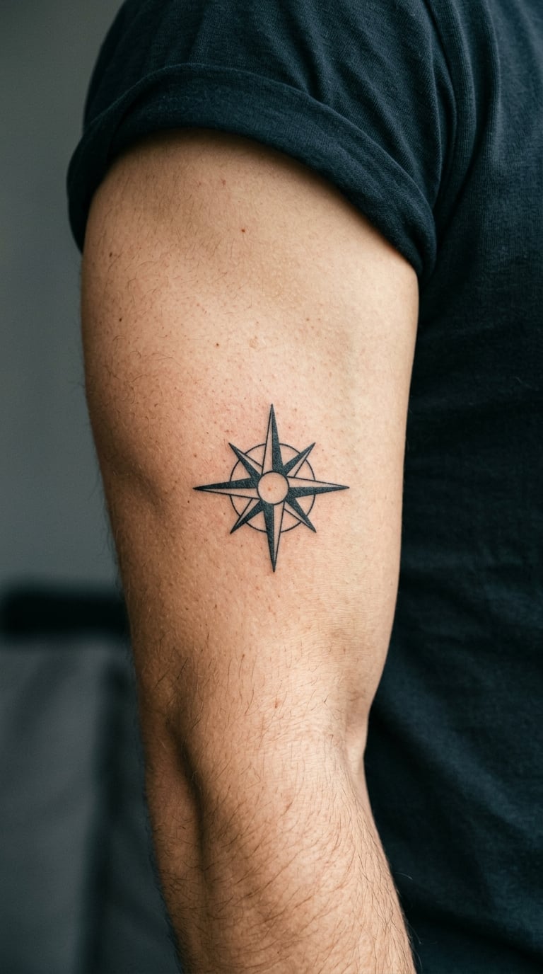 Compass Rose in Minimal Blackwork