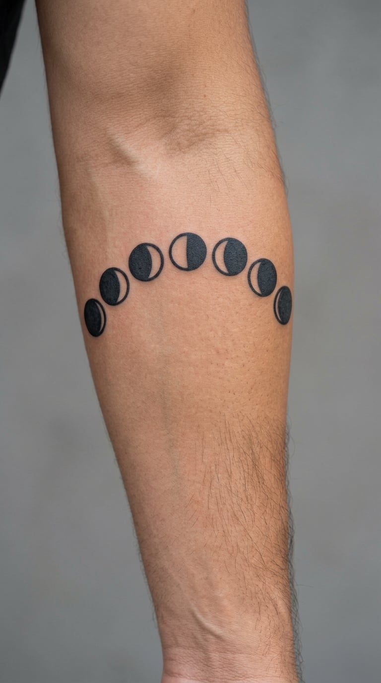 Moon Phase Arc Across the Full Inner Forearm