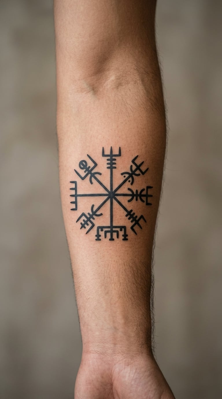 Norse Compass Symbol in Clean Blackwork