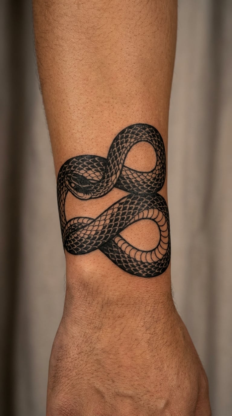Coiling Snake in Solid Black for Inner Forearm Ink