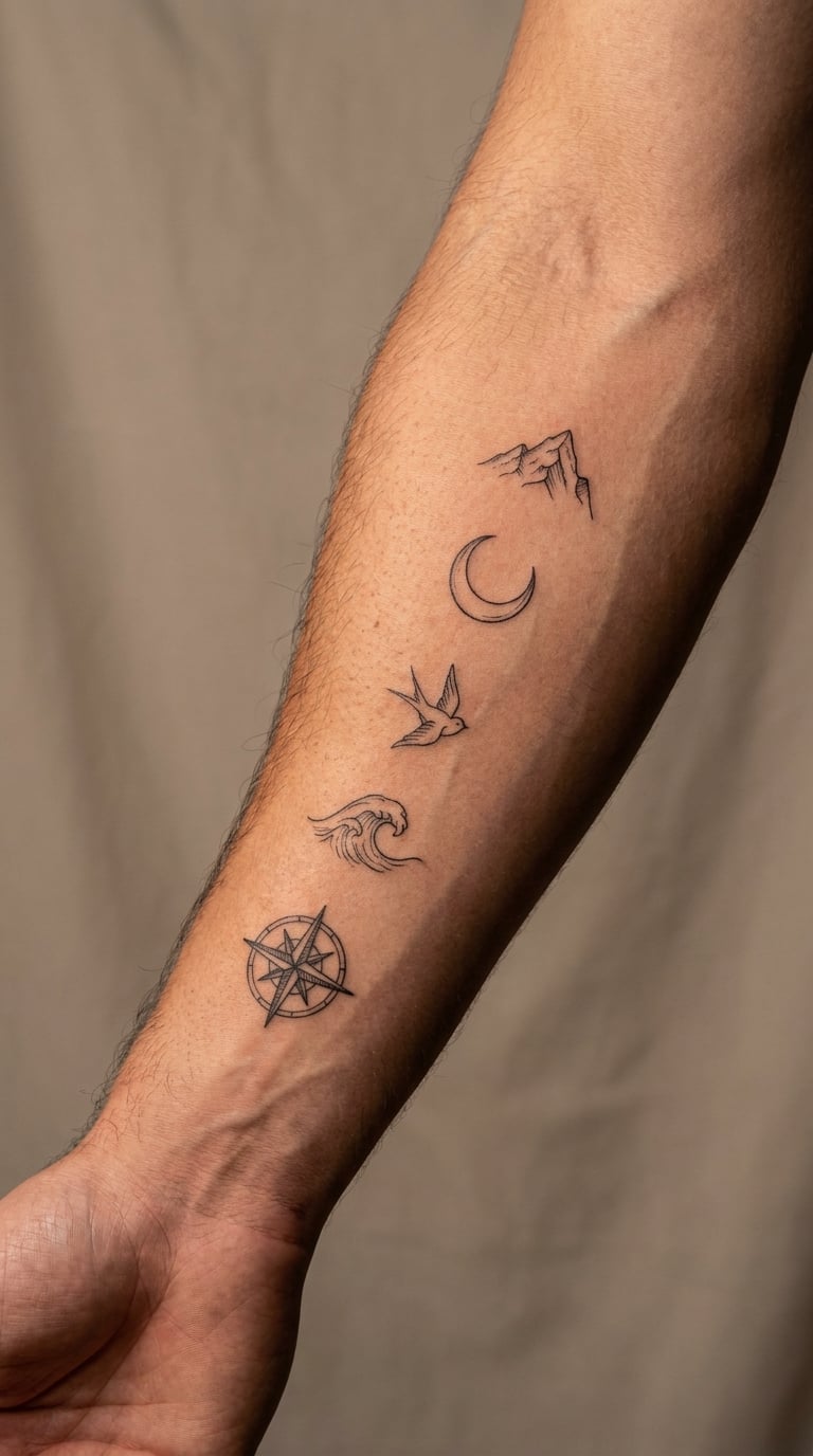 Small Patchwork Icons Placed Wrist to Elbow