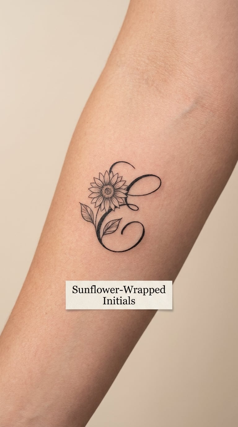 Sunflower-Wrapped Initials