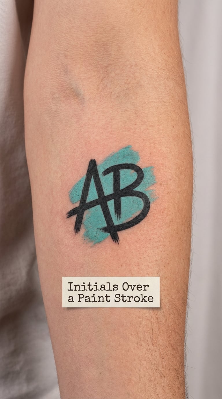 Initials Over a Paint Stroke