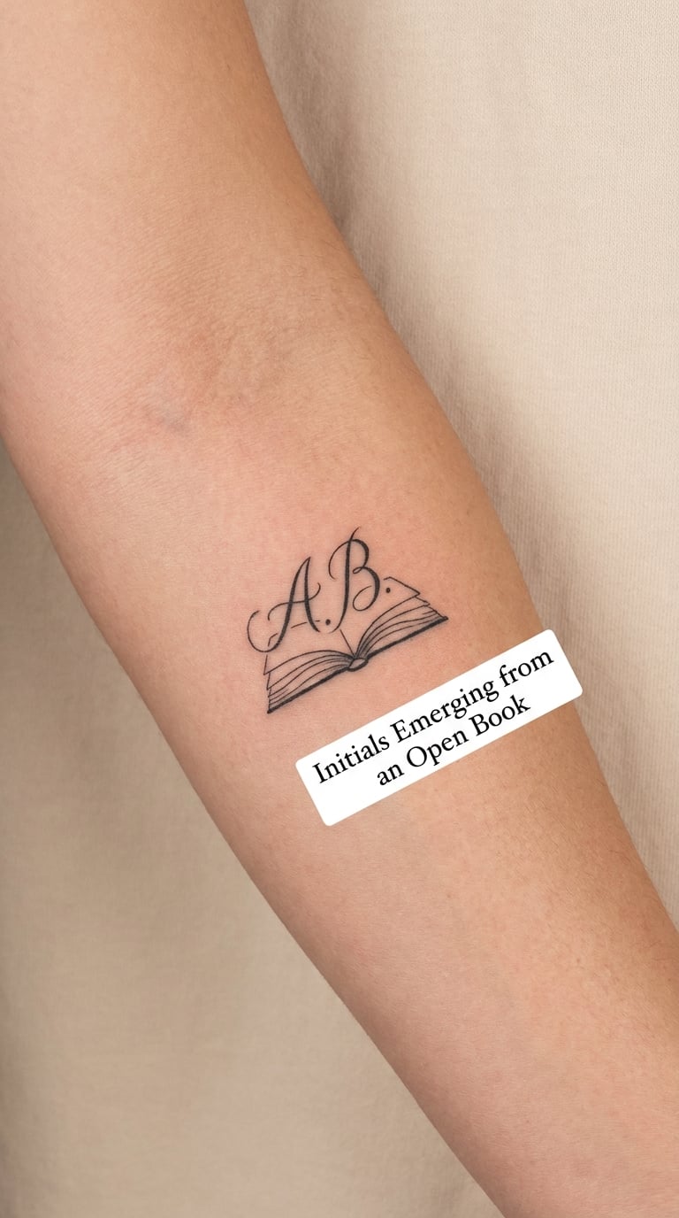 Initials Emerging from an Open Book