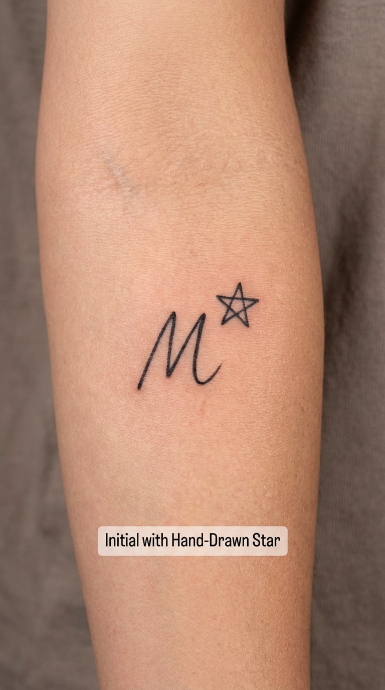 Initial with Hand-Drawn Star