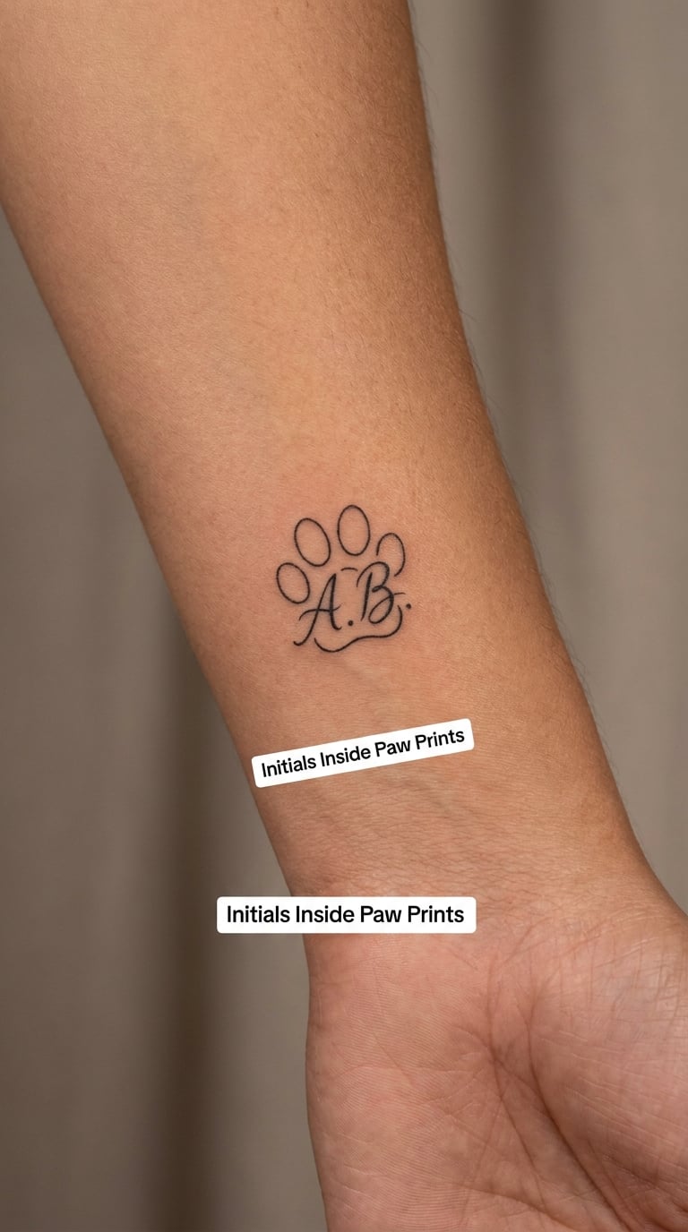 Initials Inside Paw Prints