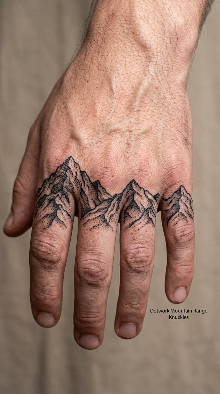 Dotwork Mountain Range Knuckles