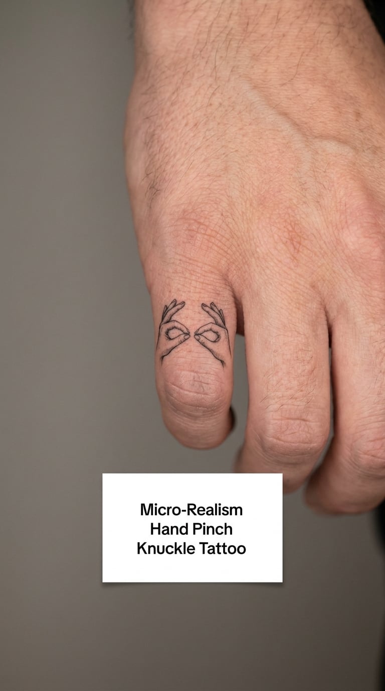 Micro-Realism Hand Pinch Knuckle Tattoo
