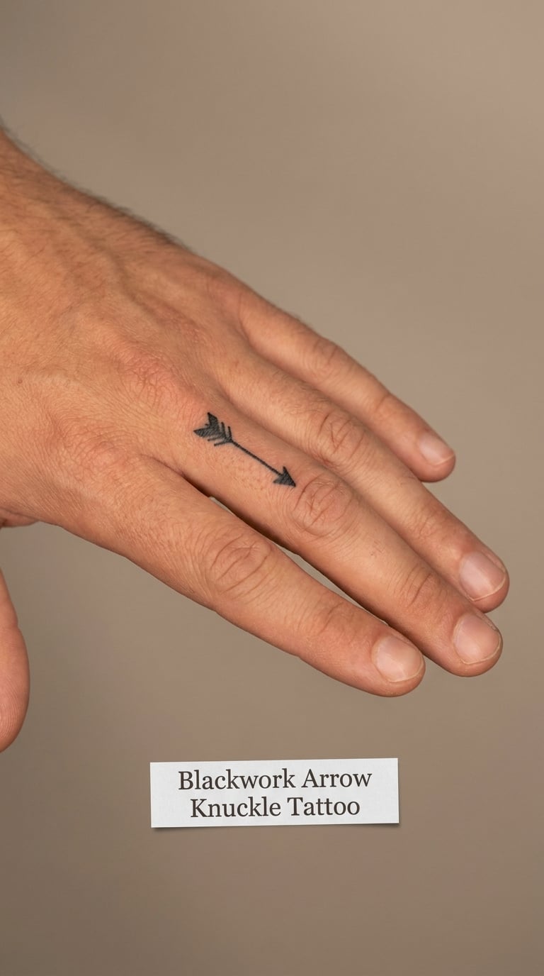 Blackwork Arrow Knuckle Tattoo