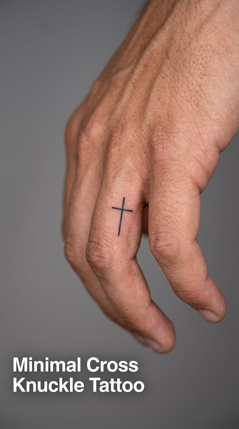 Minimal Cross Knuckle Tattoo
