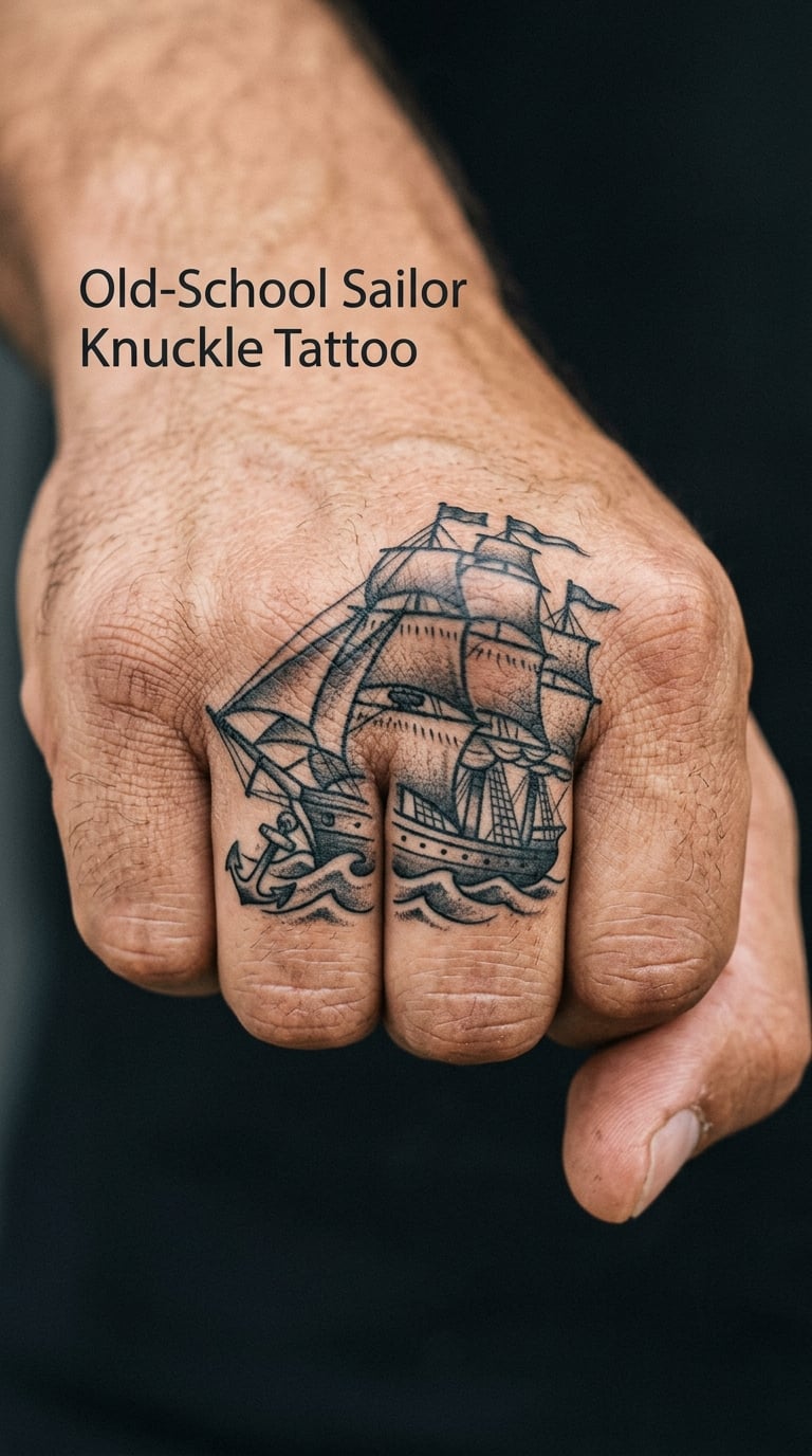 Old-School Sailor Knuckle Tattoo