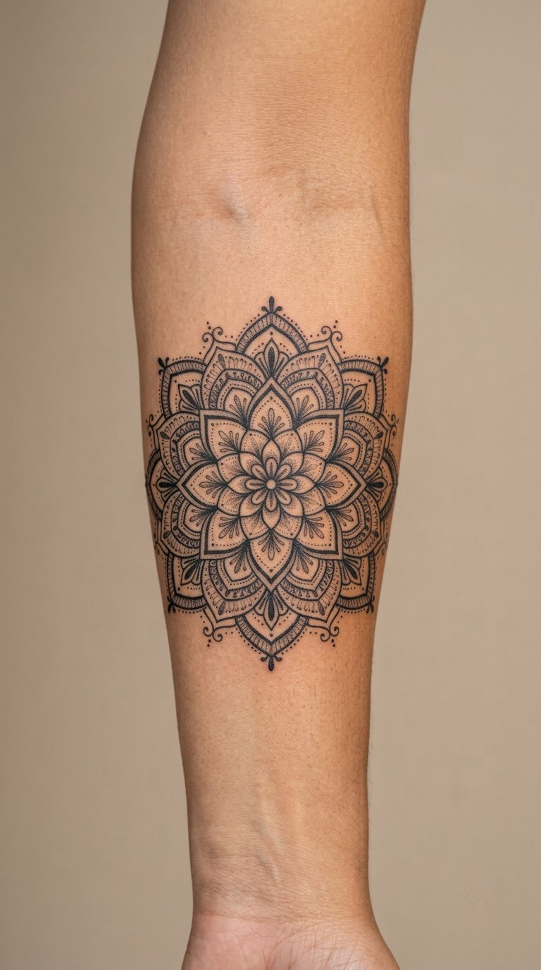 Lace Mandala Forearm Tattoo