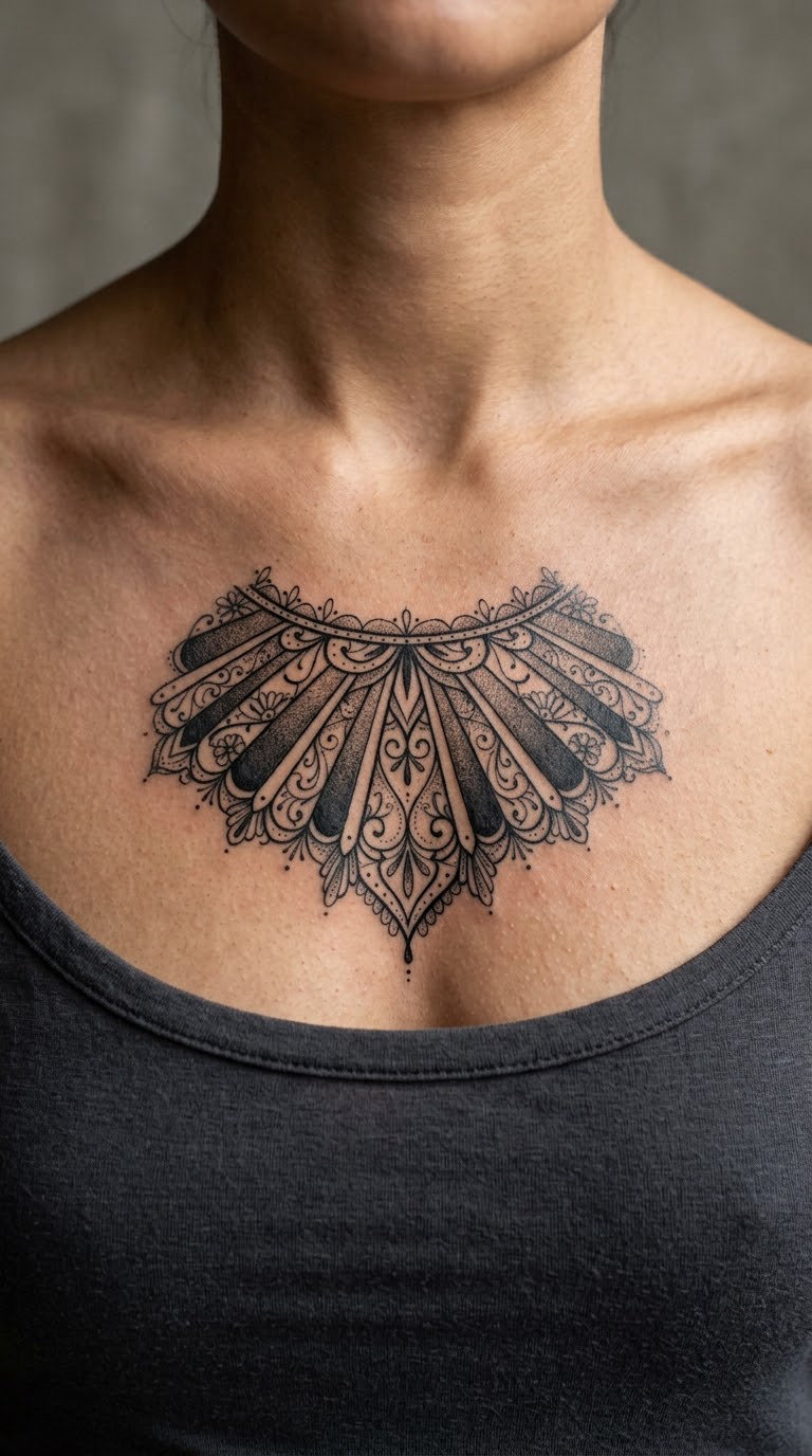 Lace Fan Collar Detail