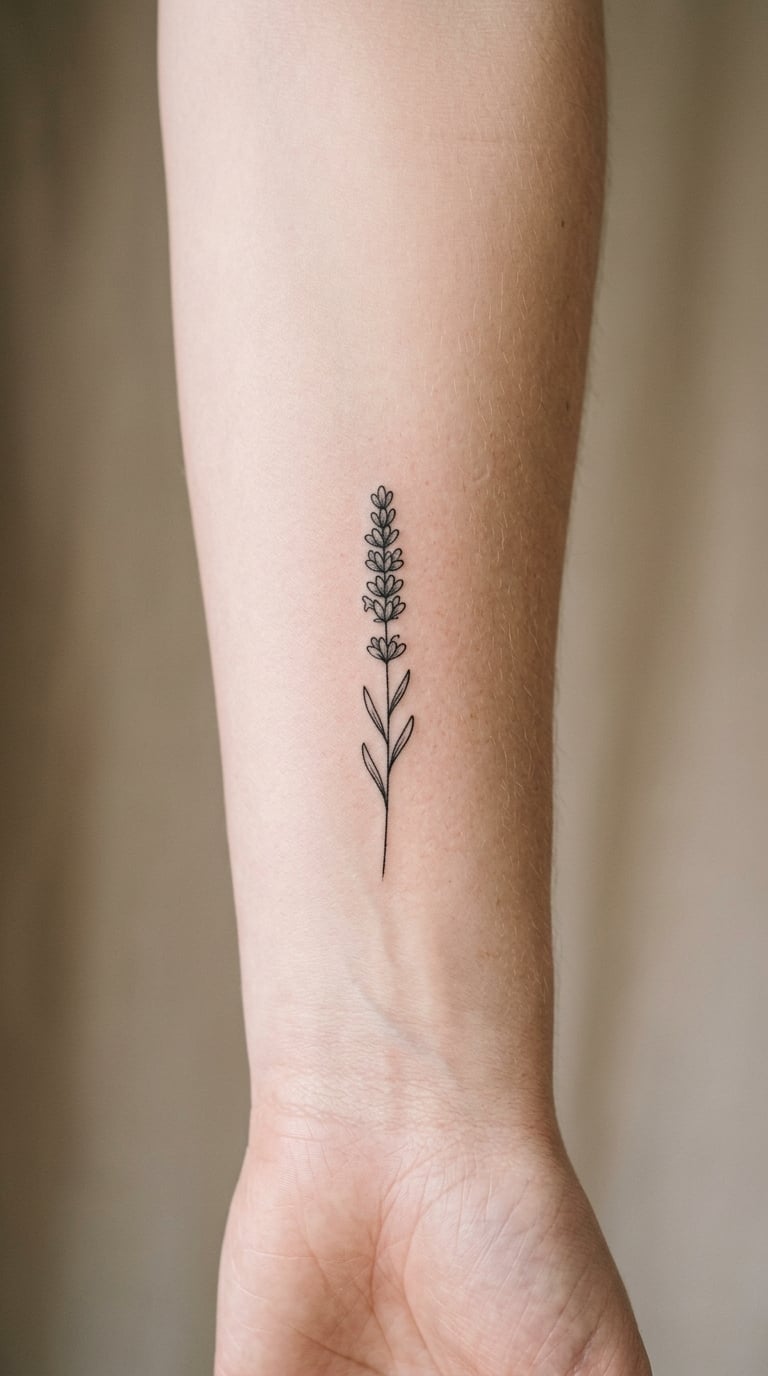 The Single Fine-Line Sprig on the Inner Forearm