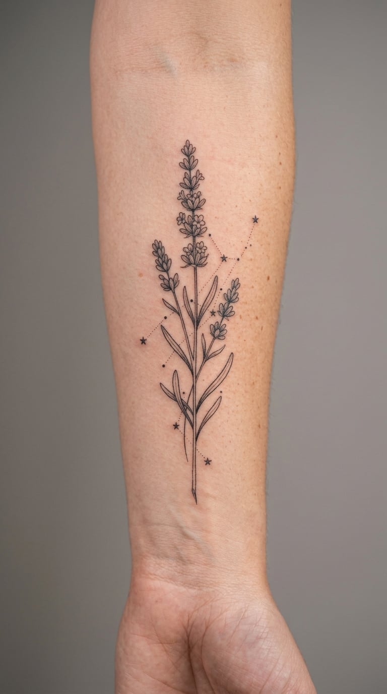 The Lavender Constellation Along the Forearm