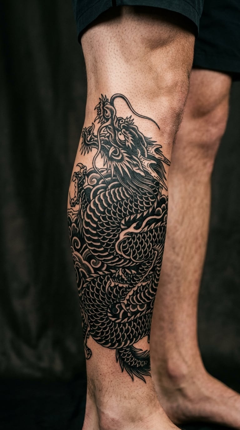 Black and Grey Calf Portrait That Wraps the Muscle