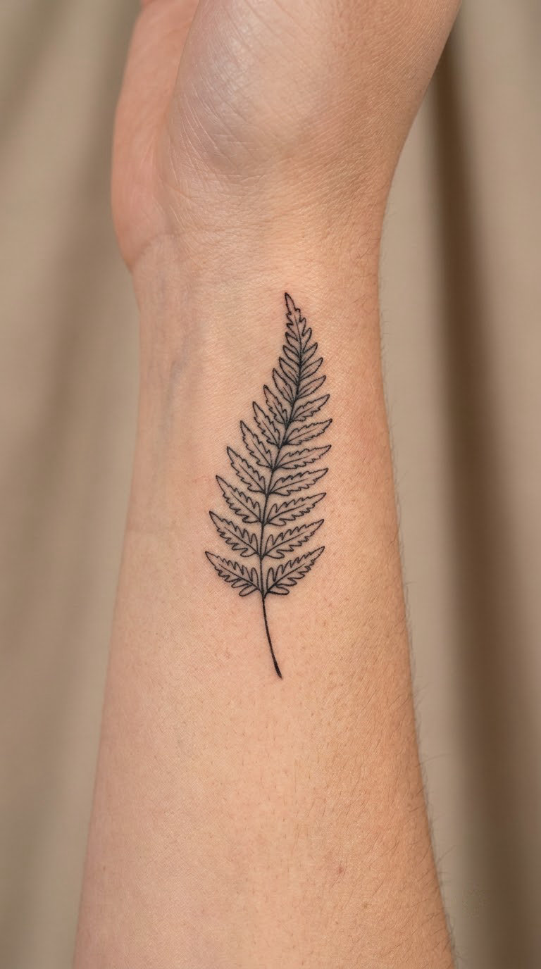 Fine-Line Botanical Hand Tattoo
