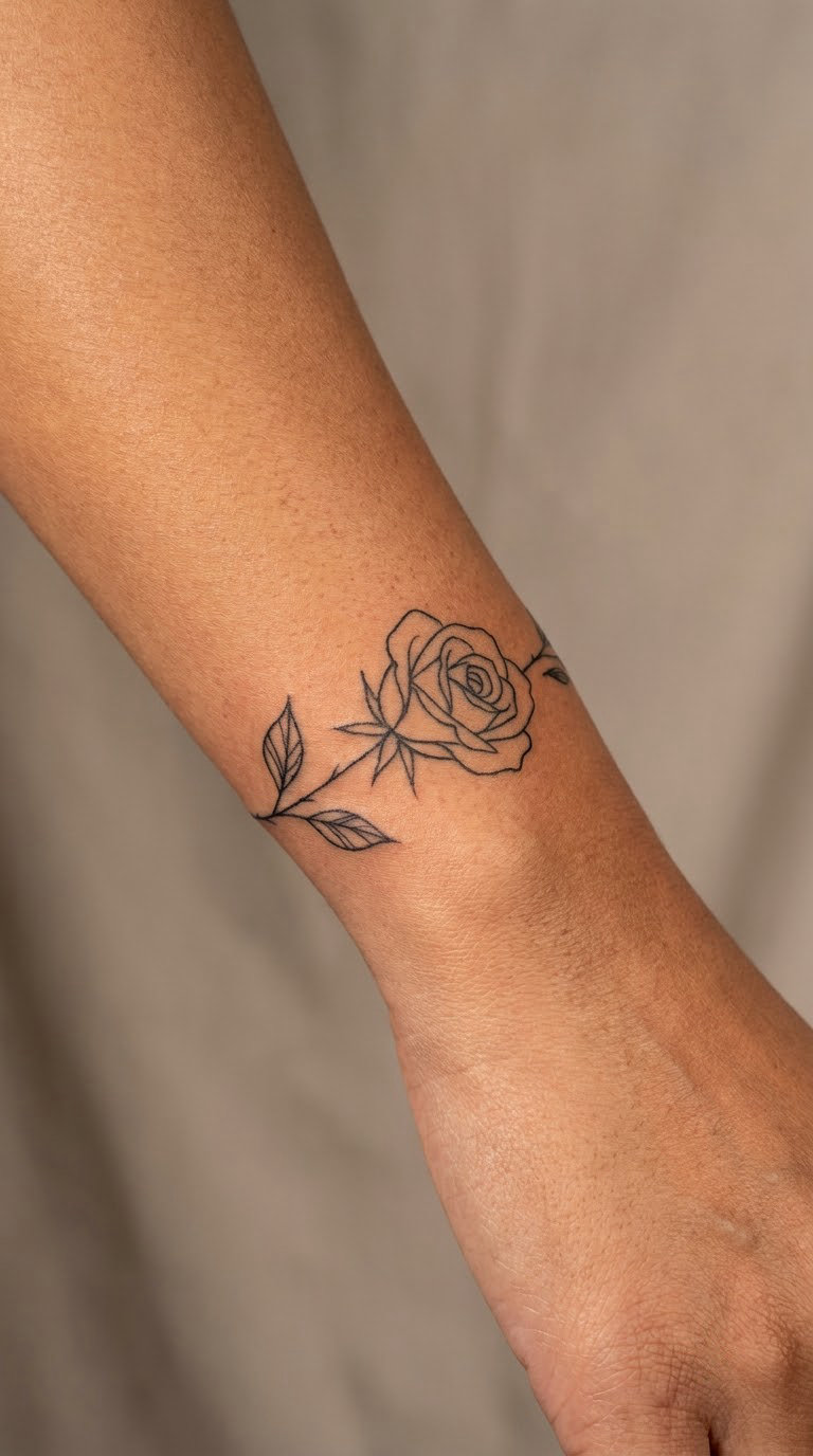 Fine-Line Rose and Stem Brace