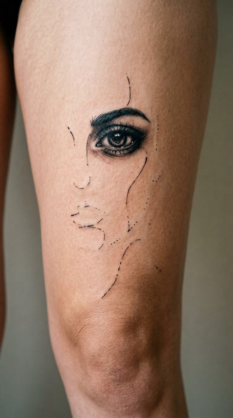 Abstract Face with Open Contours