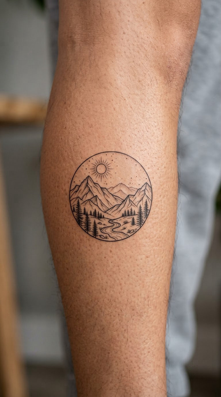 Fine-Line Landscape in a Circle