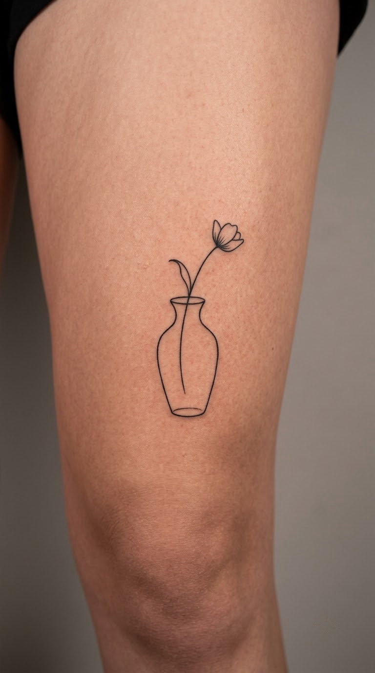 Fine-Line Vase with Single Flower