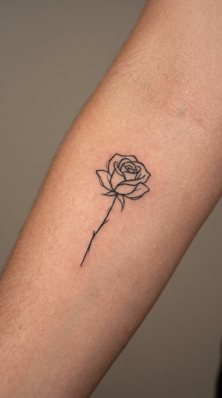Minimalist Rose Line Drawing