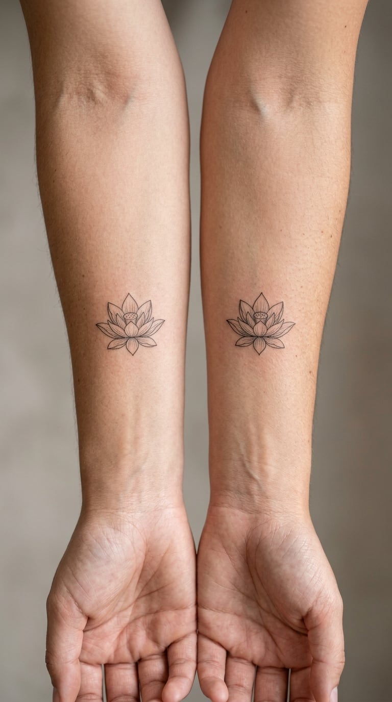Two Small Lotuses on the Inner Forearms