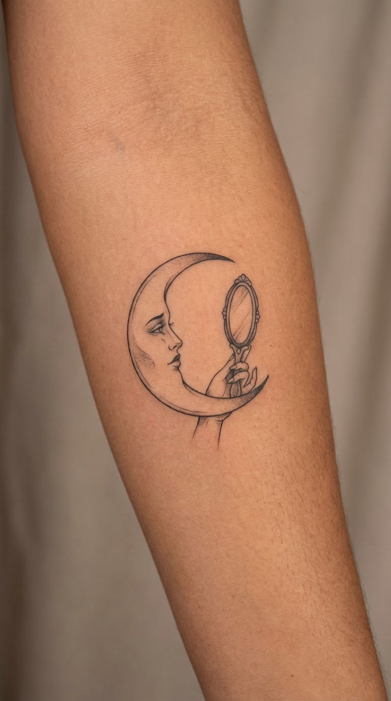 Moon Mirror Self-Reflection Design