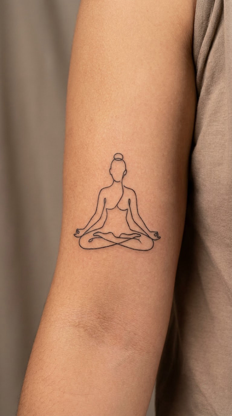 Yoga Pose in One-Line Style