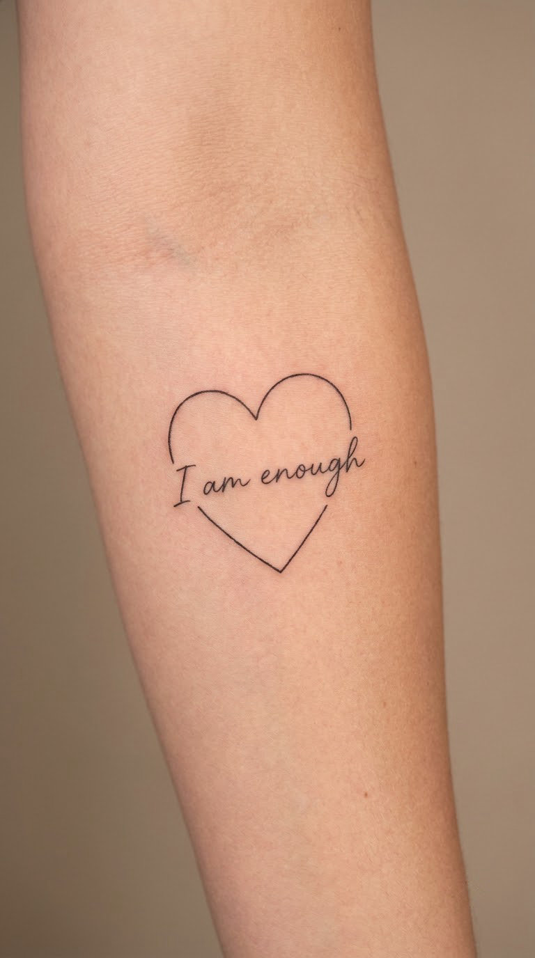 Affirmation Heart in Fine Line