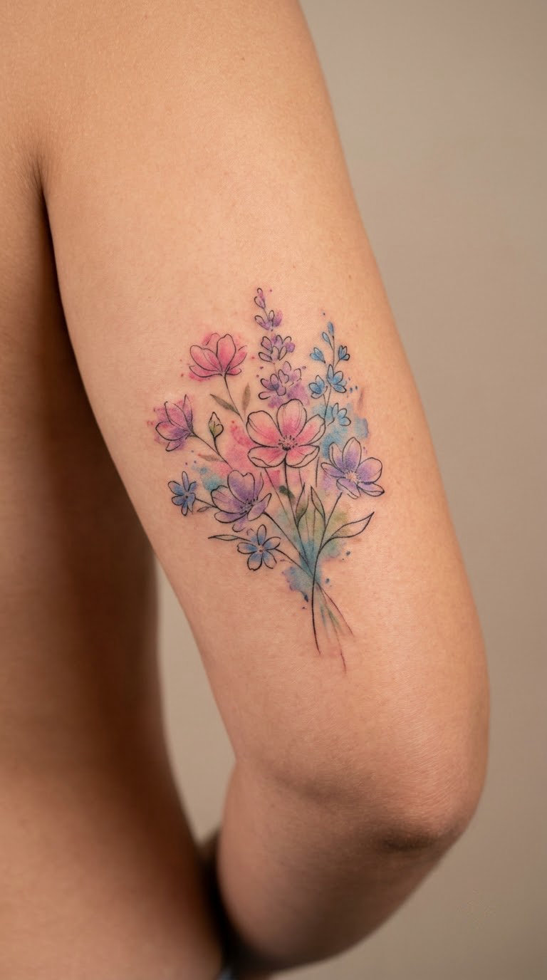 Wildflower Bouquet in Watercolor