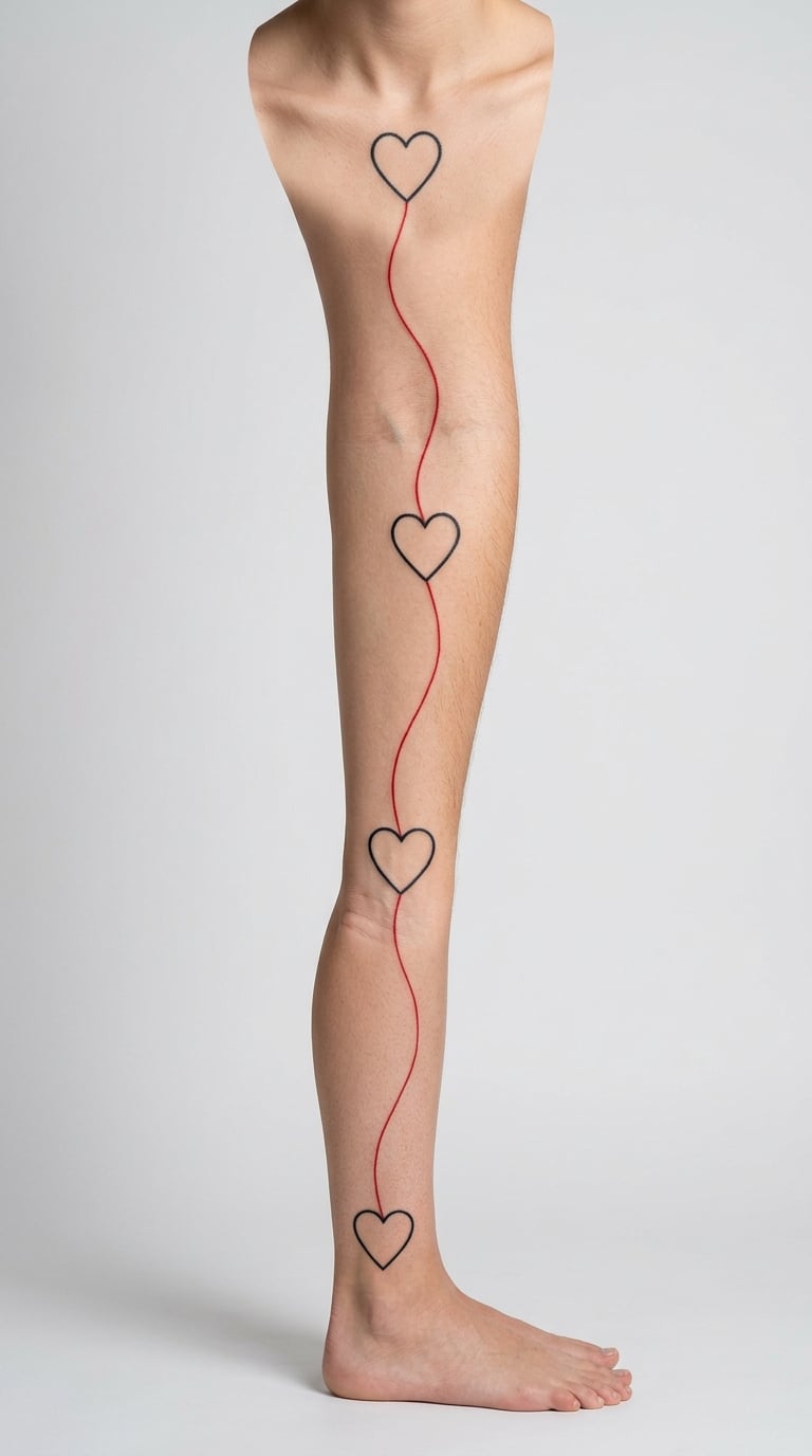 Four Red Thread Heart Tattoos