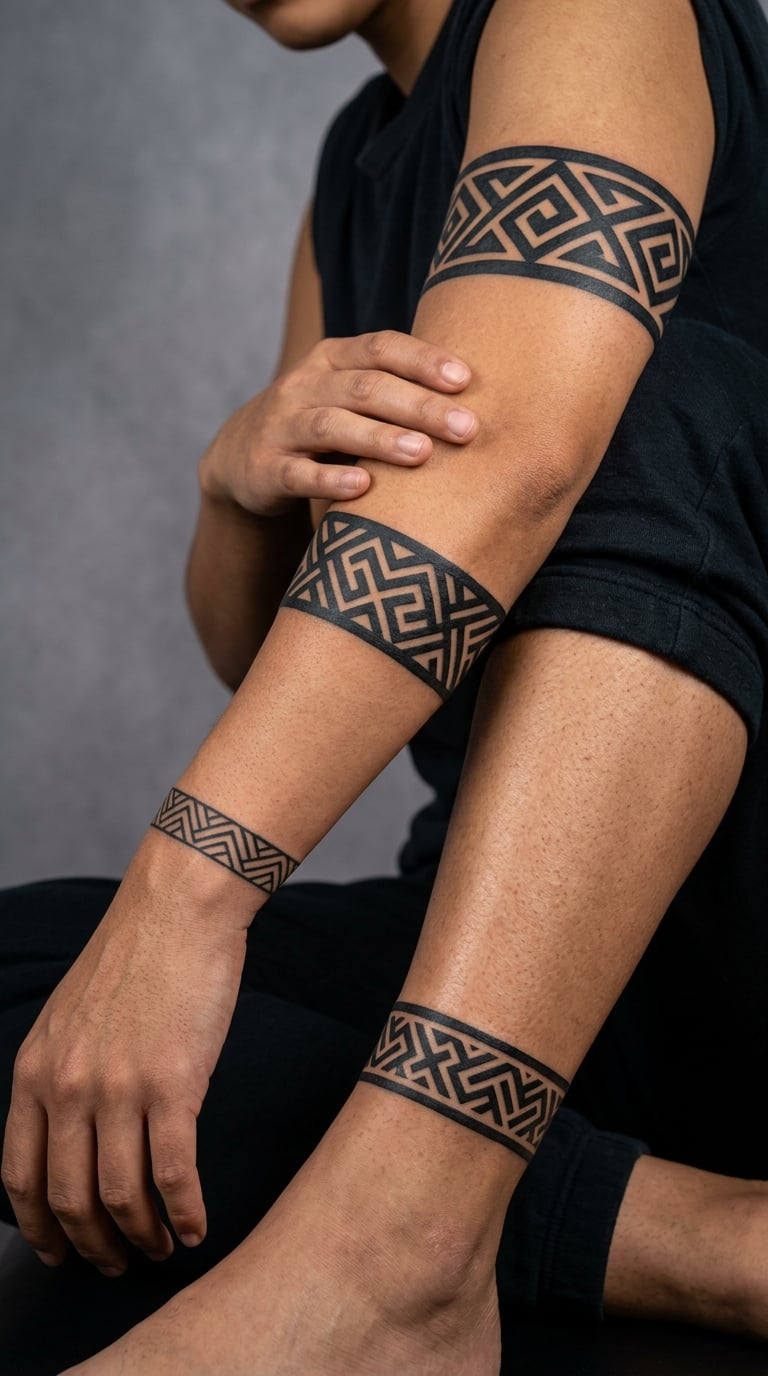 Four Bold Blackwork Interlocking Bands