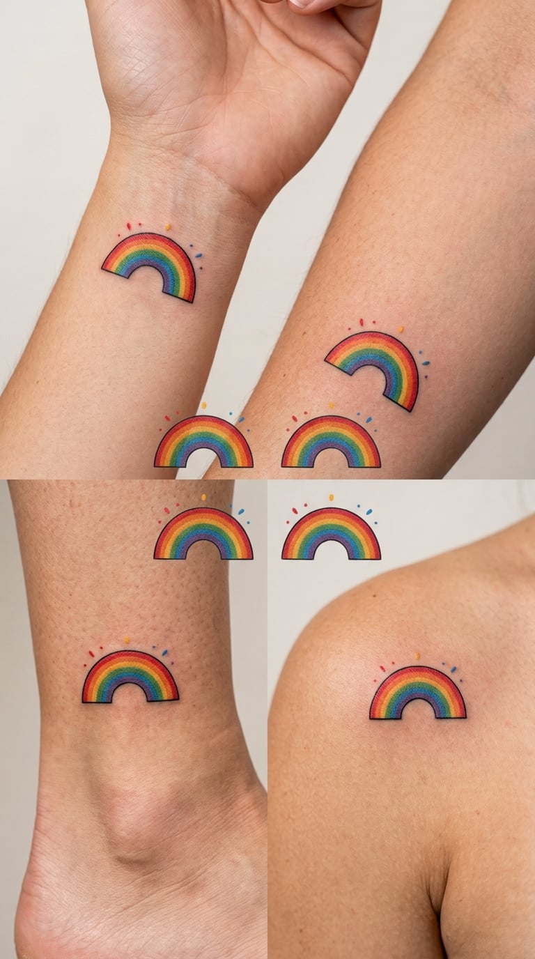 Matching Rainbow Line Tattoos