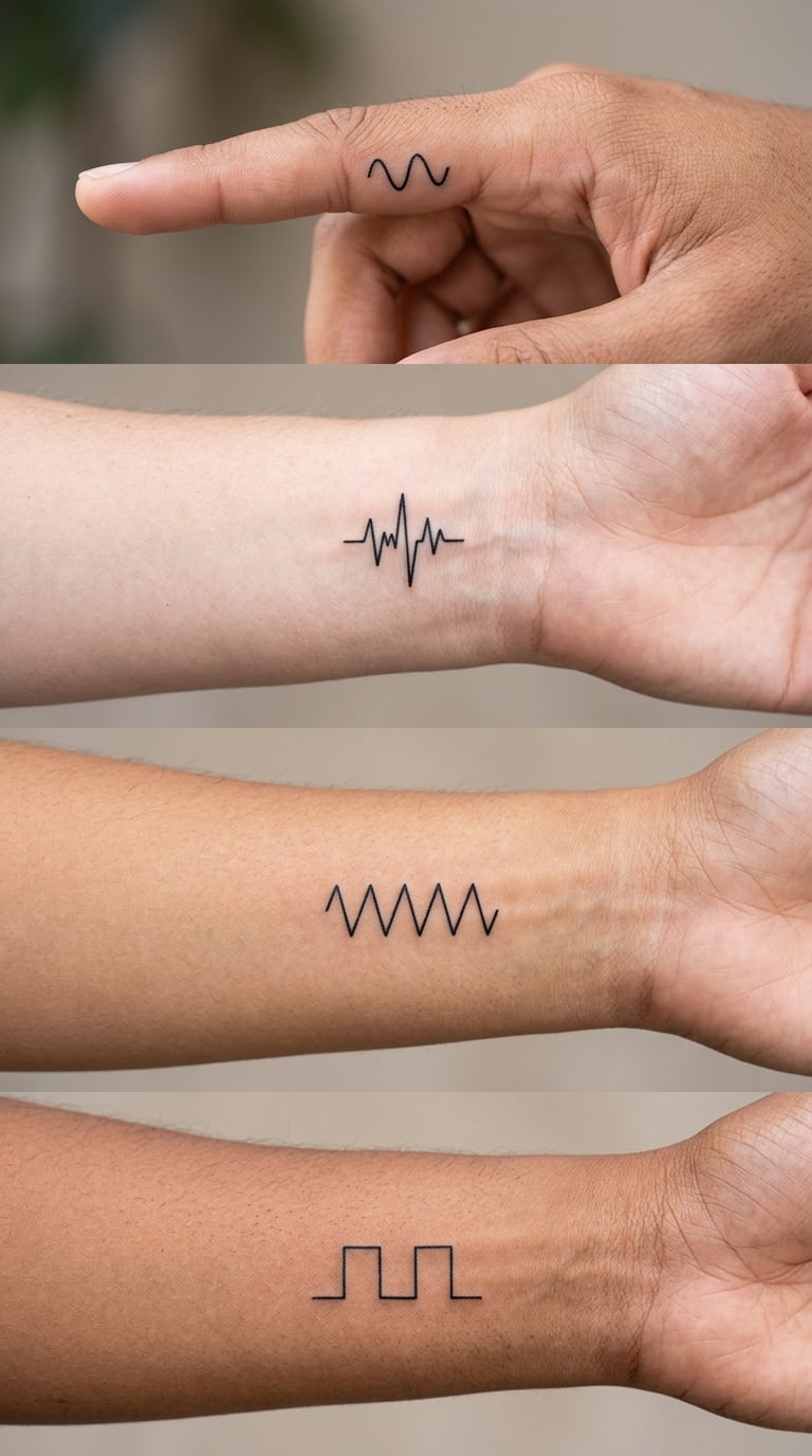 Matching Sound Wave Finger Tattoos