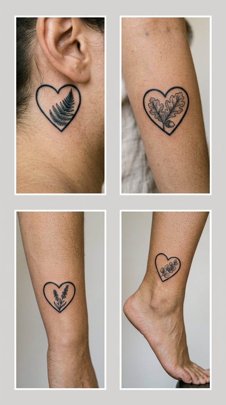 Four Botanical Heart Accents