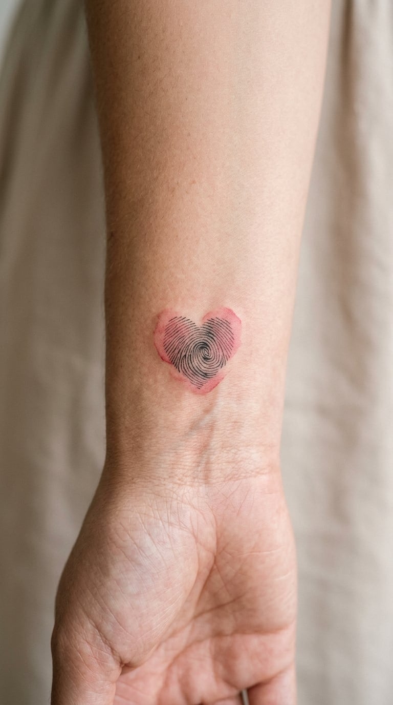 Watercolour Fingerprint Heart