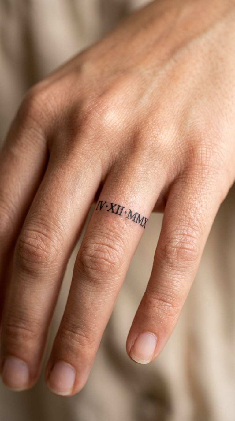 Roman Numeral Date in a Ring Finger Band