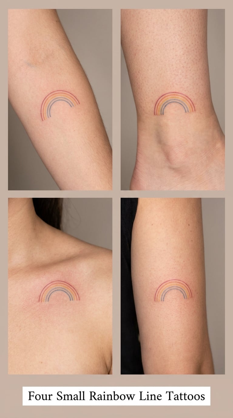 Four Small Rainbow Line Tattoos