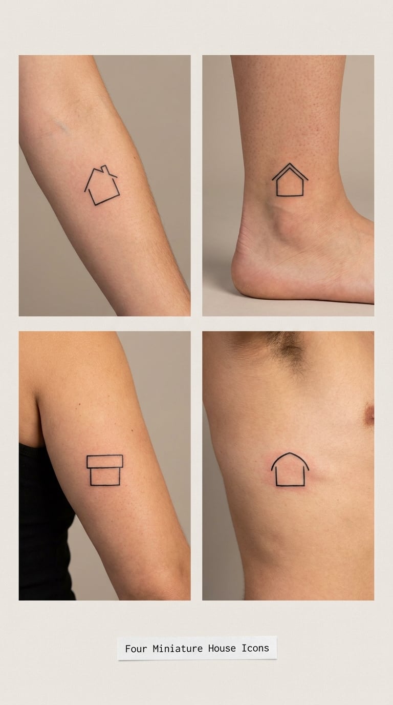 Four Miniature House Icons