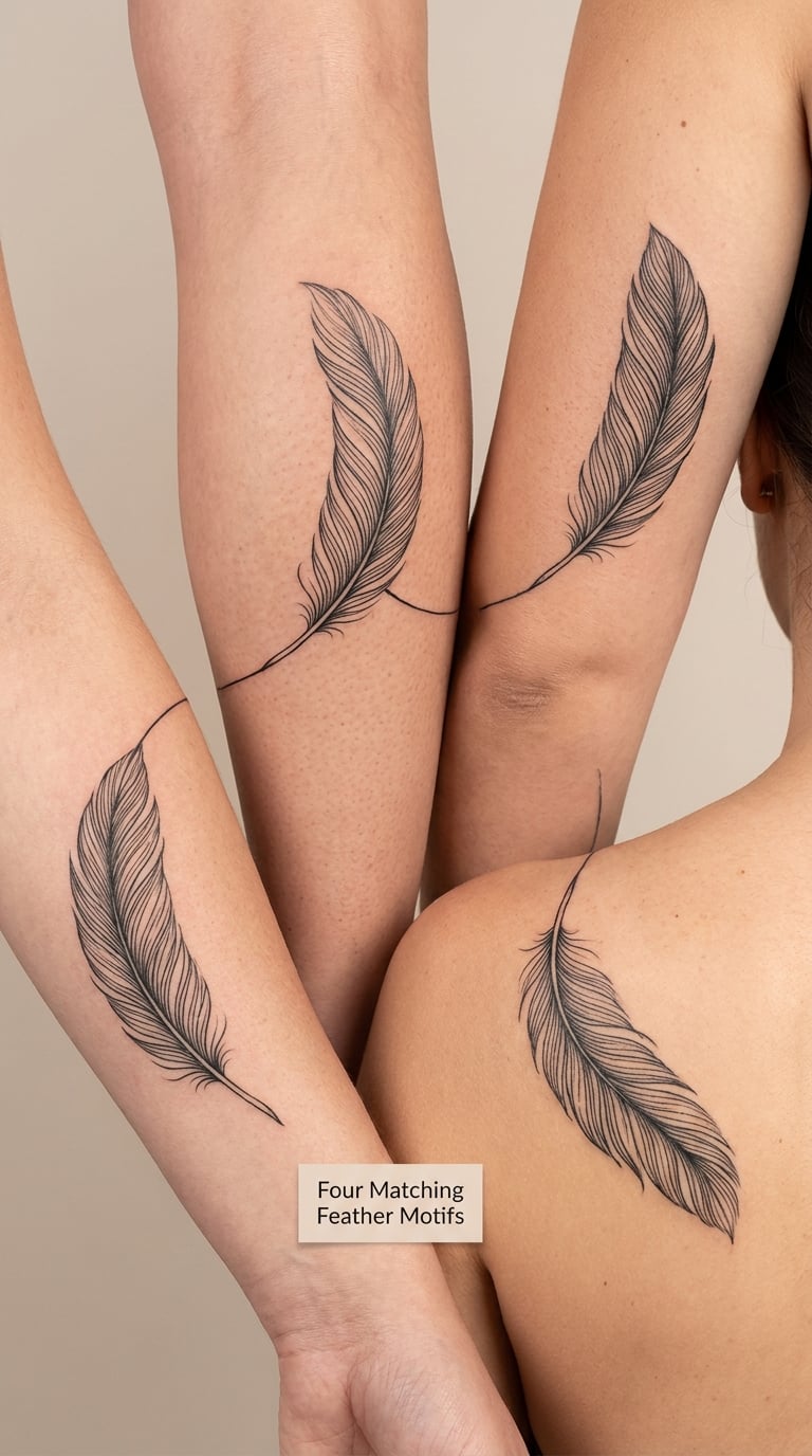Four Matching Feather Motifs